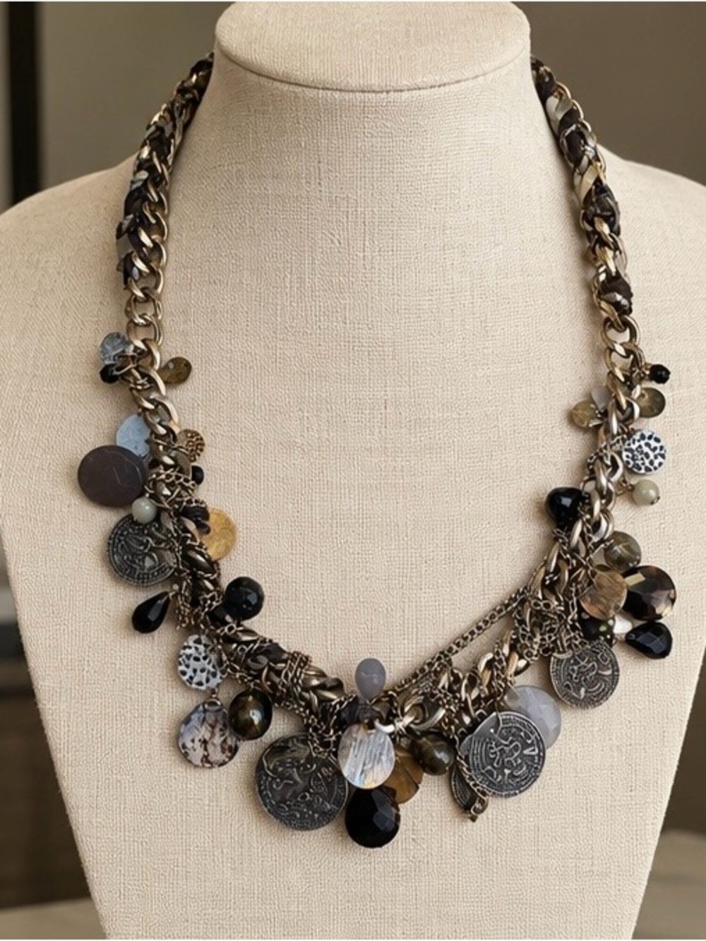 Rare AllSaints Spitalfields Bohemian Coin Charm Bib Necklace